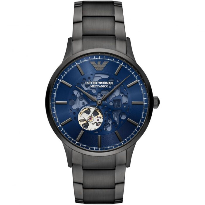 Emporio Armani Renato Automatic Blue Dial Grey Steel Strap Watch For Men - AR60056 - Image 4